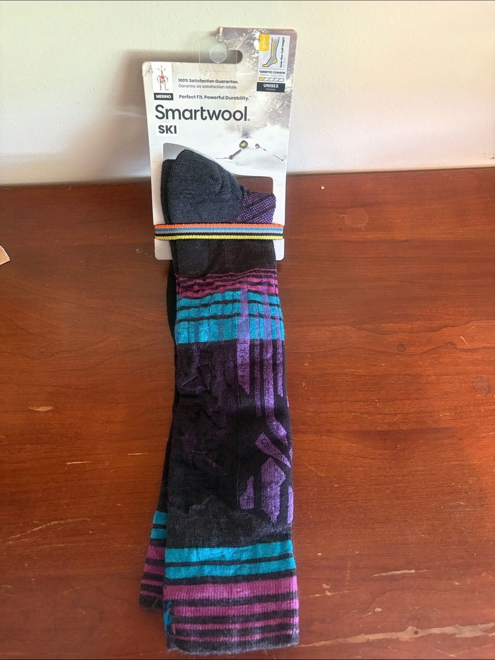 Smartwool Unisex Ski Socks - Black with Purple & Teal Accents
